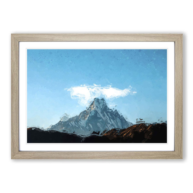 Fishtail Mountain in Nepal in Abstract - Picture Frame Graphic Art Print, Oak Framed, 48cm H x 65cm W x 2cm D