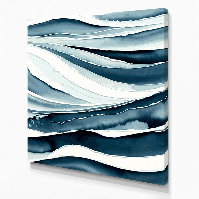 Art mural horizontal sur toile à rayures horizontales bleu ardoise, H 12 po x l 12 po