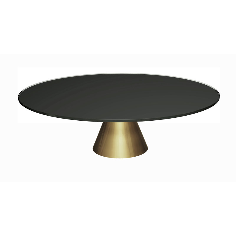 Bedminster Pedestal Coffee Table, Black, Brass, 33.3cm H x 110cm W x 110cm D