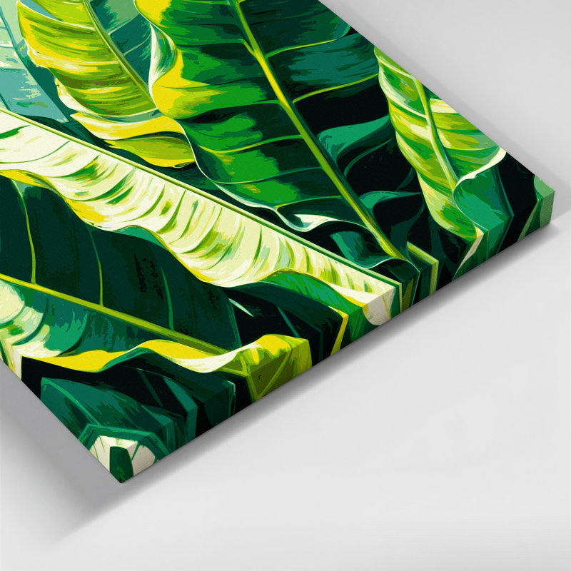 Botanical Banana Leaves Green Canvas Wall Art, 16" H x 20" W