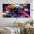 Sci-Fi Retro Futuristic Robot In Neon V - Robot Canvas Print - 5 Equal Panels