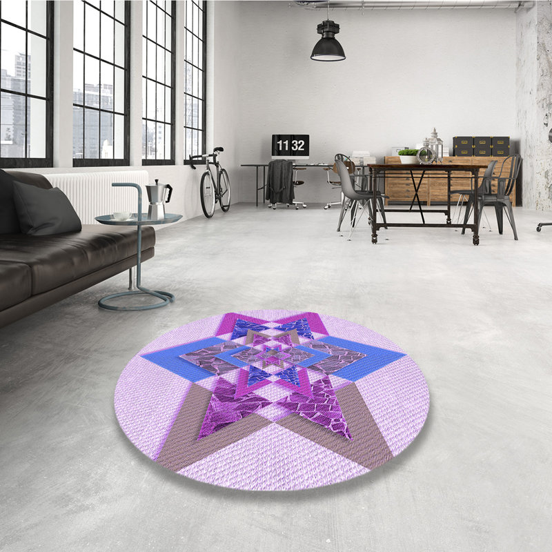 Tapis mauve tissé à la machine, Rond 3 pi