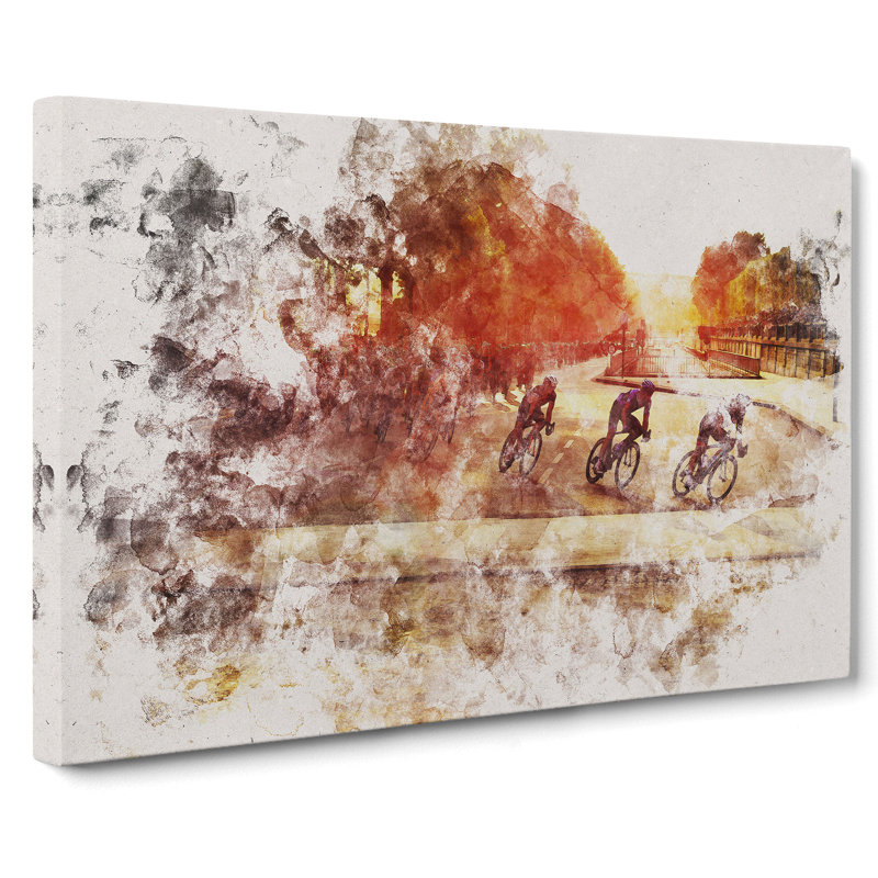 Tour De France Cycling Watercolour - Wrapped Canvas, 50cm H x 76cm W x 3cm D