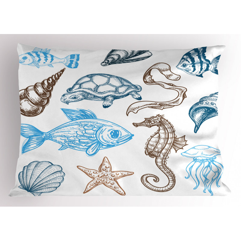 Fish Polyester Sham Set, Twin