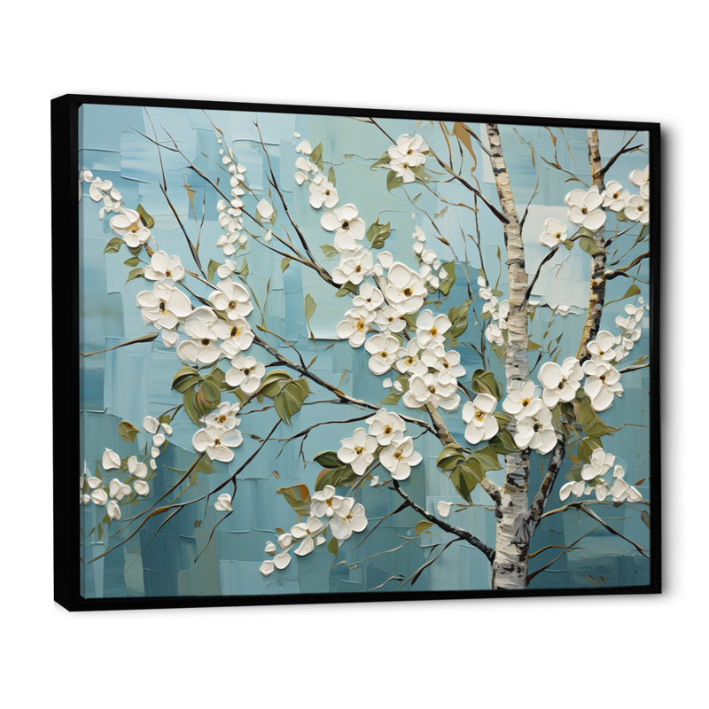 Birch Woods Whispering Winds I - Floral Canvas Prints, H 24 po x l 32 po x P 1 po, Cadre flottant noir