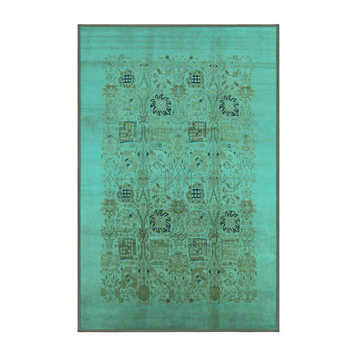 Tapis oriental en laine / polyester tissé à la machine en bleu
