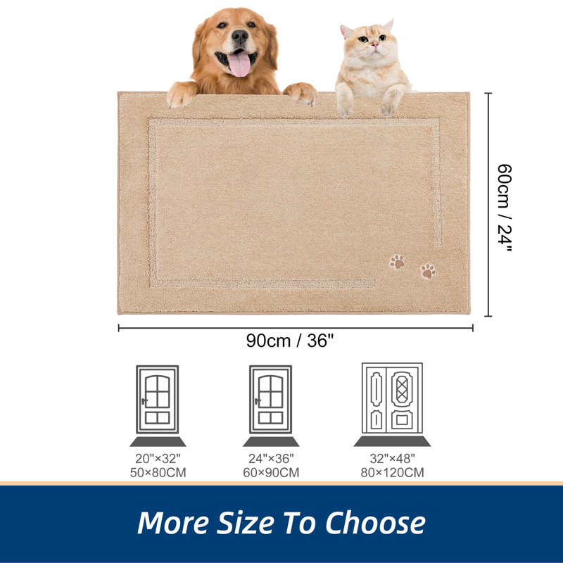 Door Mat Super Absorbent, Pet-Friendly Non-Slip Entryway Rug, Washable & Stain-Resistant Welcome Mat for Front/Back Door