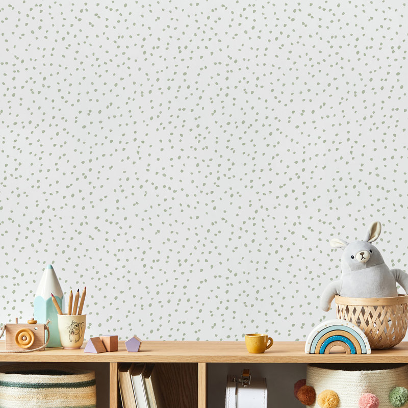 Papier peint à pois confettis dessinés à la main, Green