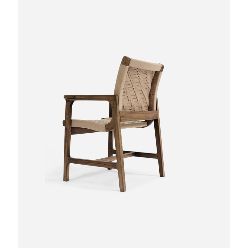 Chaise de salle à manger avec accoudoirs Amador, Cordon de café / kaki