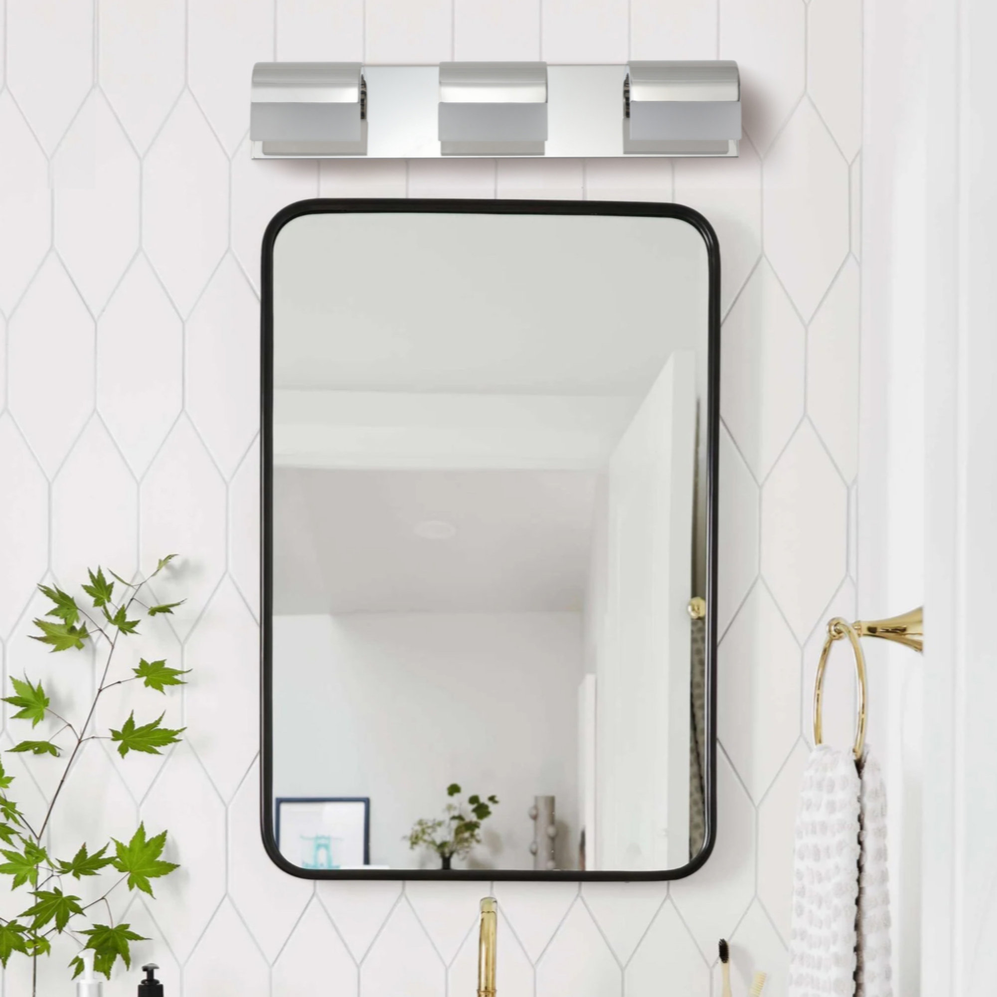 Wrought Studio??? Bathroom Vanity Lighting 3-Light LED Vanity Lights Over ...