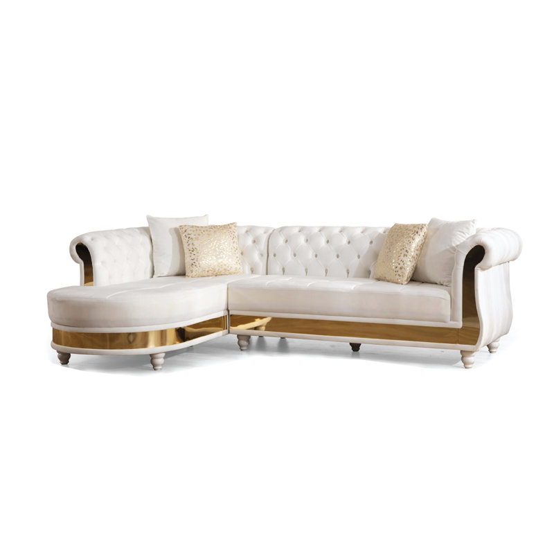Canapé en velours de gauche de 109 po Dikshant, Velours beige