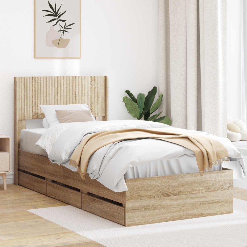 Bed, Sonoma Oak, European Single (90 x 200 cm)