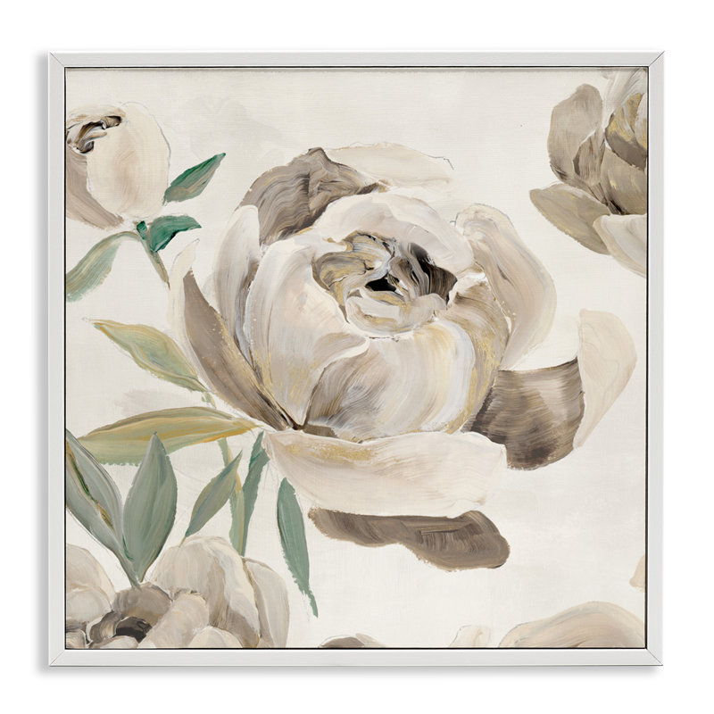 Pivoines lustrées arrondies, estampe numérique, conception par Aria K., H 12 po x l 12 po