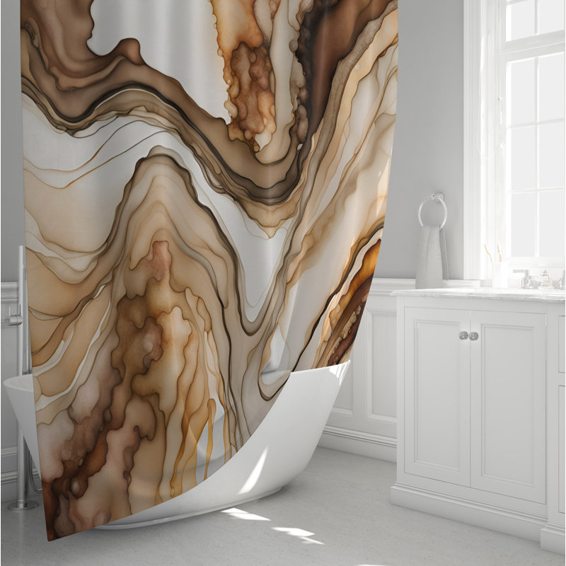 Rideau de douche abstrait Yapori, 83 po x 70 po