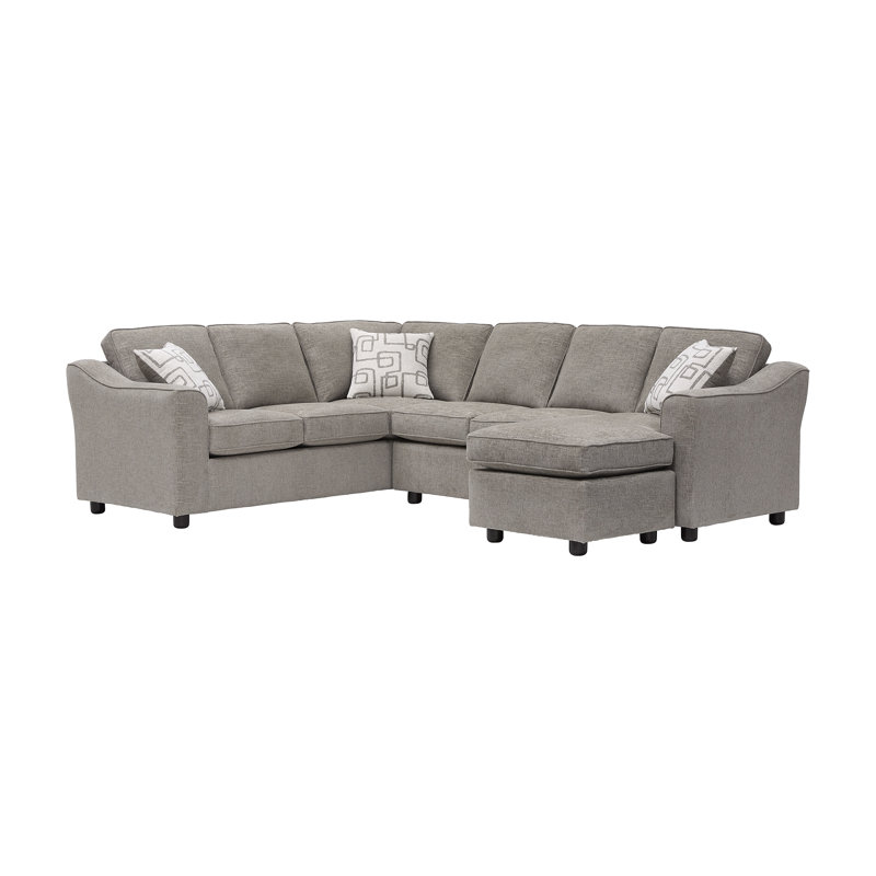 Canapé modulaire 2 pièces avec méridienne et repose-pieds - Tundra taupe, Polyester taupe toundra