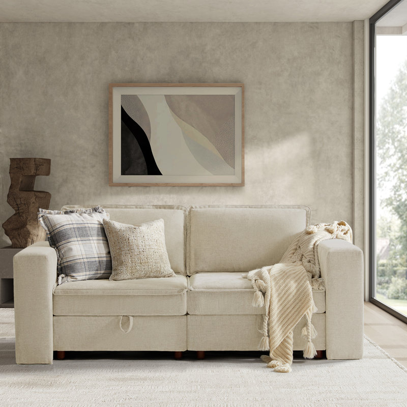 Housse amovible pour causeuse de rangement en chenille 76 po Bessette, Beige