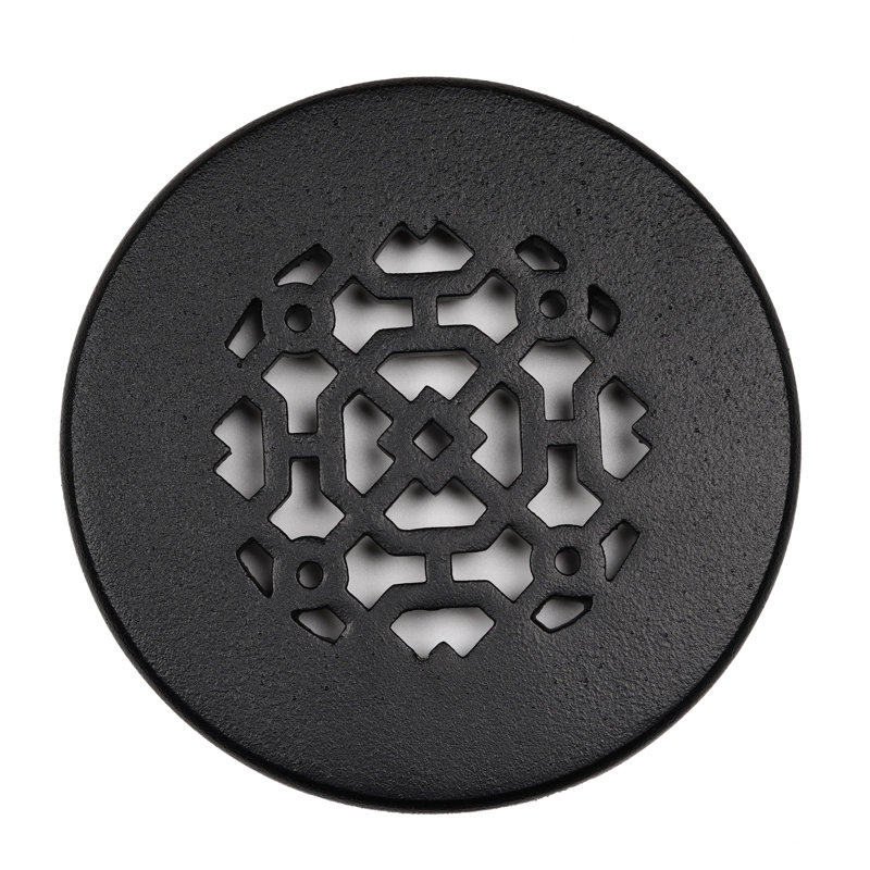 Grille ronde en aluminium moulé massif Achtek de 4,5 po (6 po de diamètre au total), revêtement en poudre, Noir thermolaqué