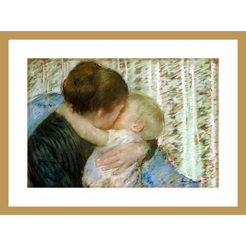 «A Goodnight Hug» par Mary Cassatt, impression giclée sur cadre, H 22,02 po x l 29,5 po