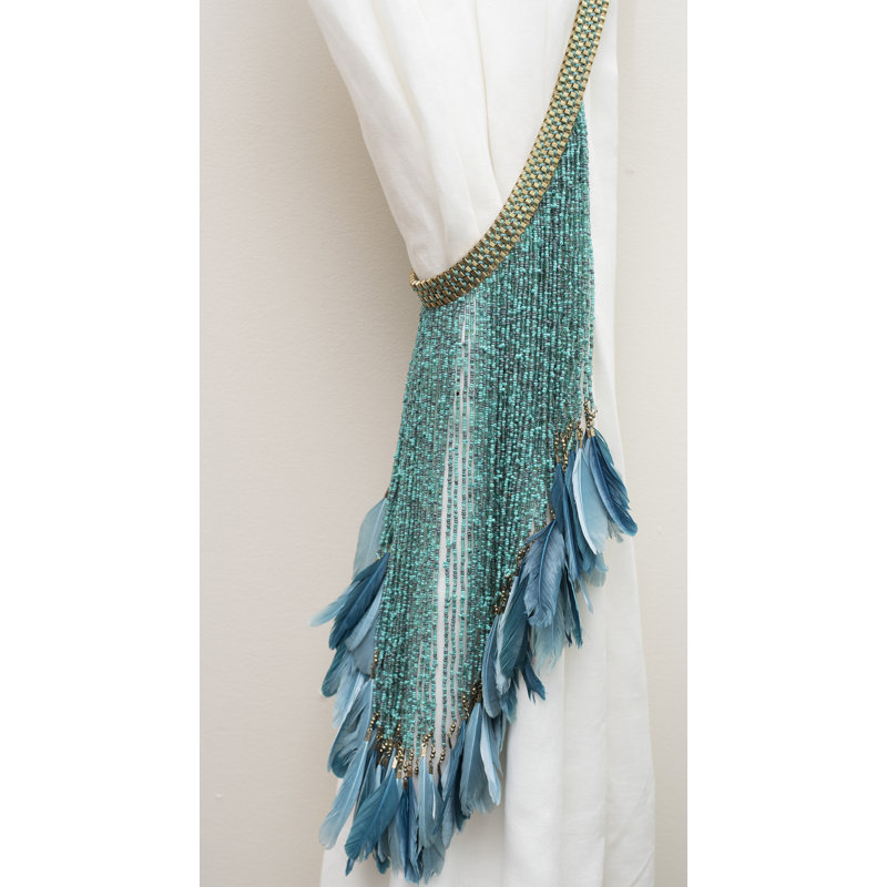 Pluma 28'' W Curtain Tieback, Teal