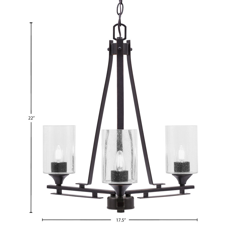 Lustre 3 lumières Uptowne illustré en finition granite foncé avec verre transparent de 4 po