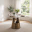 Ensemble de table de salle à manger ronde en pierre frittée de 47 pouces avec 4 fauteuils rembourrés de couleur crème-702797464-702797465