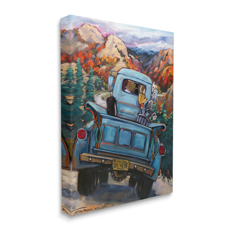 August Grove Truck In Mountain Valley Canvas Wall Art Design By CR Townsend, H 20 po x l 16 po x P 1,5 po