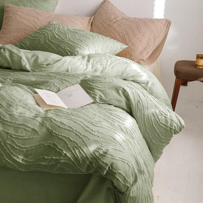 Standard Geometric Shapes Duvet Cover, King Duvet Cover + 2 Standard Pillowcases, Green