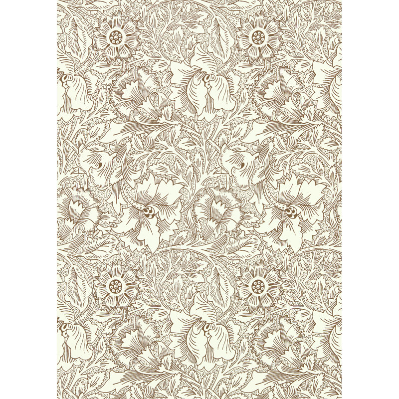 Poppy Wallpaper, Cream/Chocolate