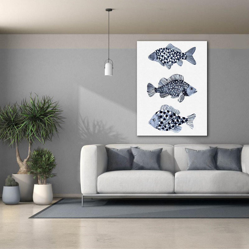  «Blue Fish 2» par Emma Scarvey, art mural sur toile, 40 po x 54 po, H 54 po x l 40 po