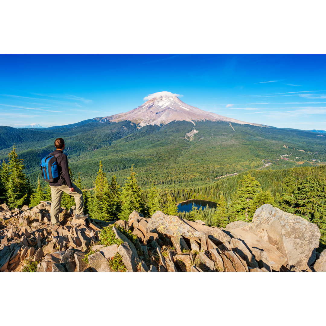 Wanderer Im Mount Hood National Forest Oregon USA von Benedek - Druck auf Leinwand ohne Rahmen