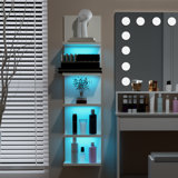 5 Tier Wall Shelf With Rgb Light, Modern Wall Mount Lack Shelf, Vertical Column Shelf Floating Storage Home Decor Organizer Tall Tower Design Utility Shelf