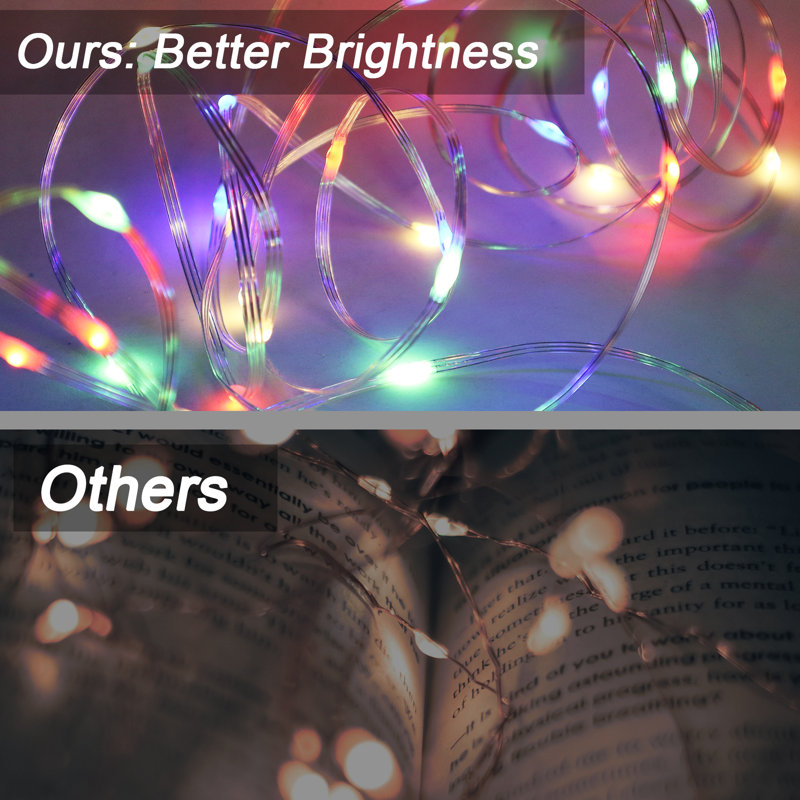 Aarah LED String Light Rubber Strand 8 Mode Adapter Waterproof for Indoor/Outdoor, White/Clear