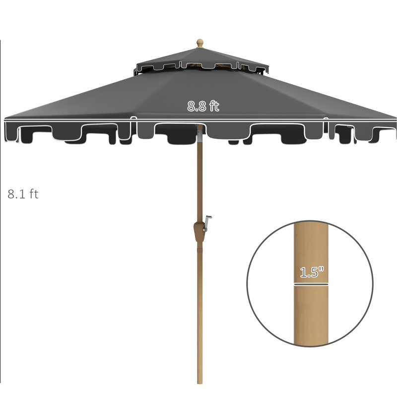 Parasol de patio extérieur gris foncé 9 '