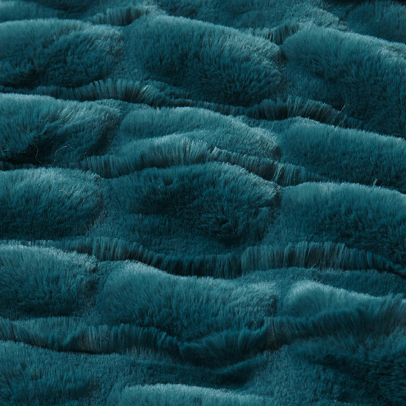  Jeté en fausse fourrure extensible, Bleu sarcelle, L 60 po x L 70 po