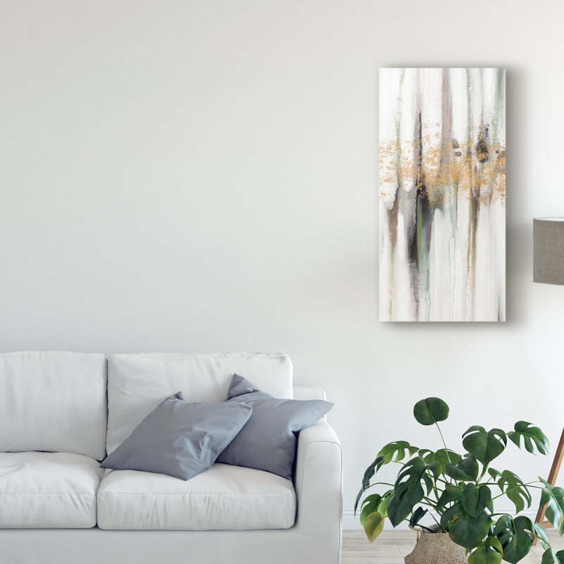 «Falling Gold Leaf I» par Studio W - impression sur toile tendue, H 47 po x l 24 po x P 2 po