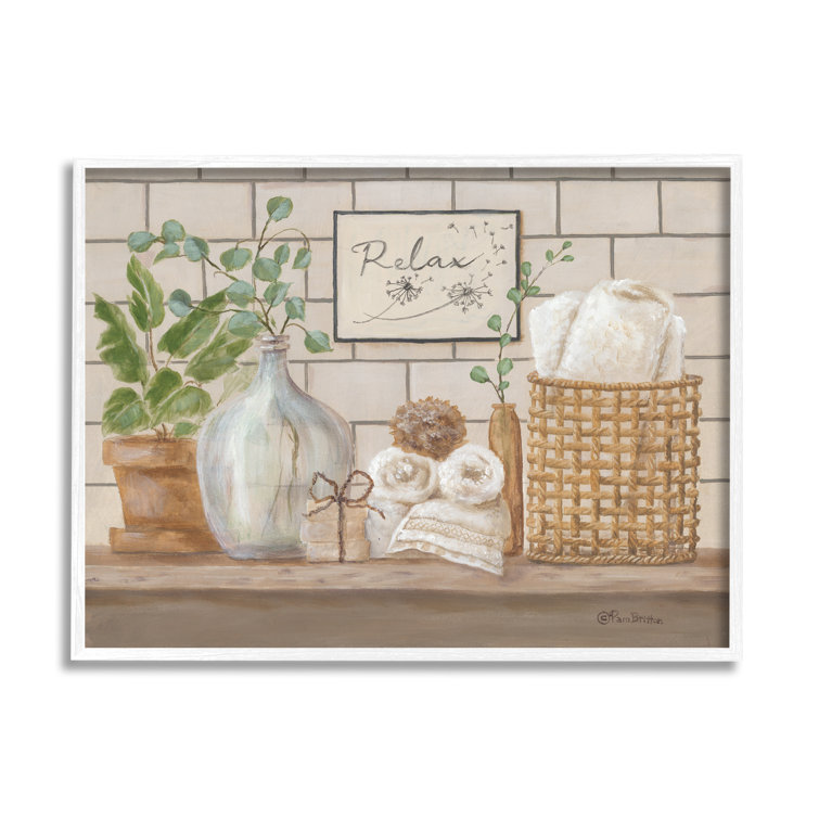 Stupell Industries Uplifting Bathroom Spa Relax Scene Framed On Wood by Pam  Britton Painting Wayfair