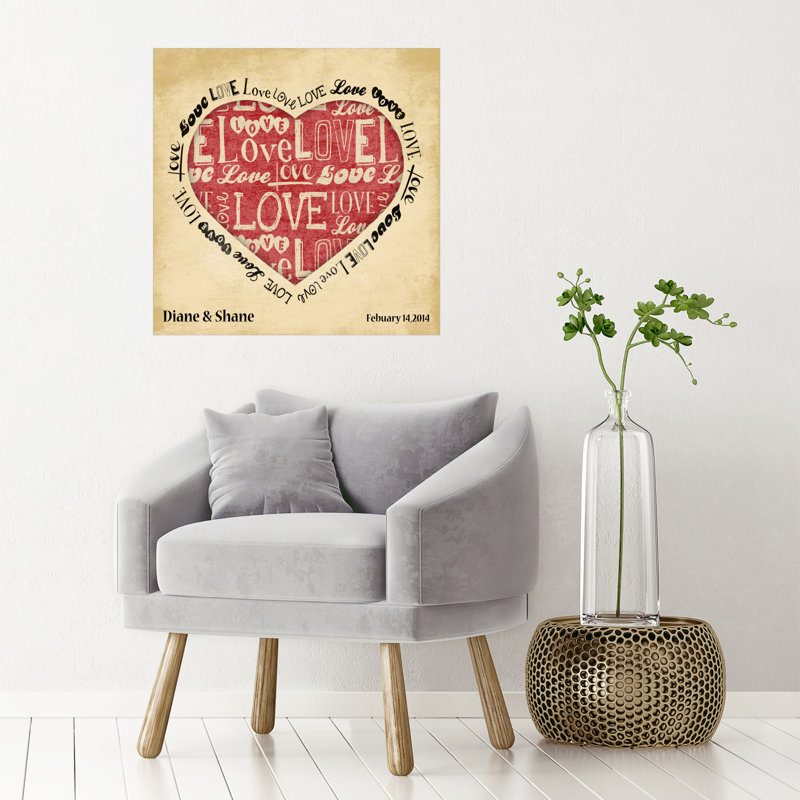 Décalcomanie murale personnalisée love ii, H 30 po x l 30 po, Oui