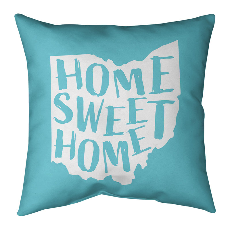 Oreiller en suède doux home, 26 po x 26 po, Bleu sarcelle, Ohio