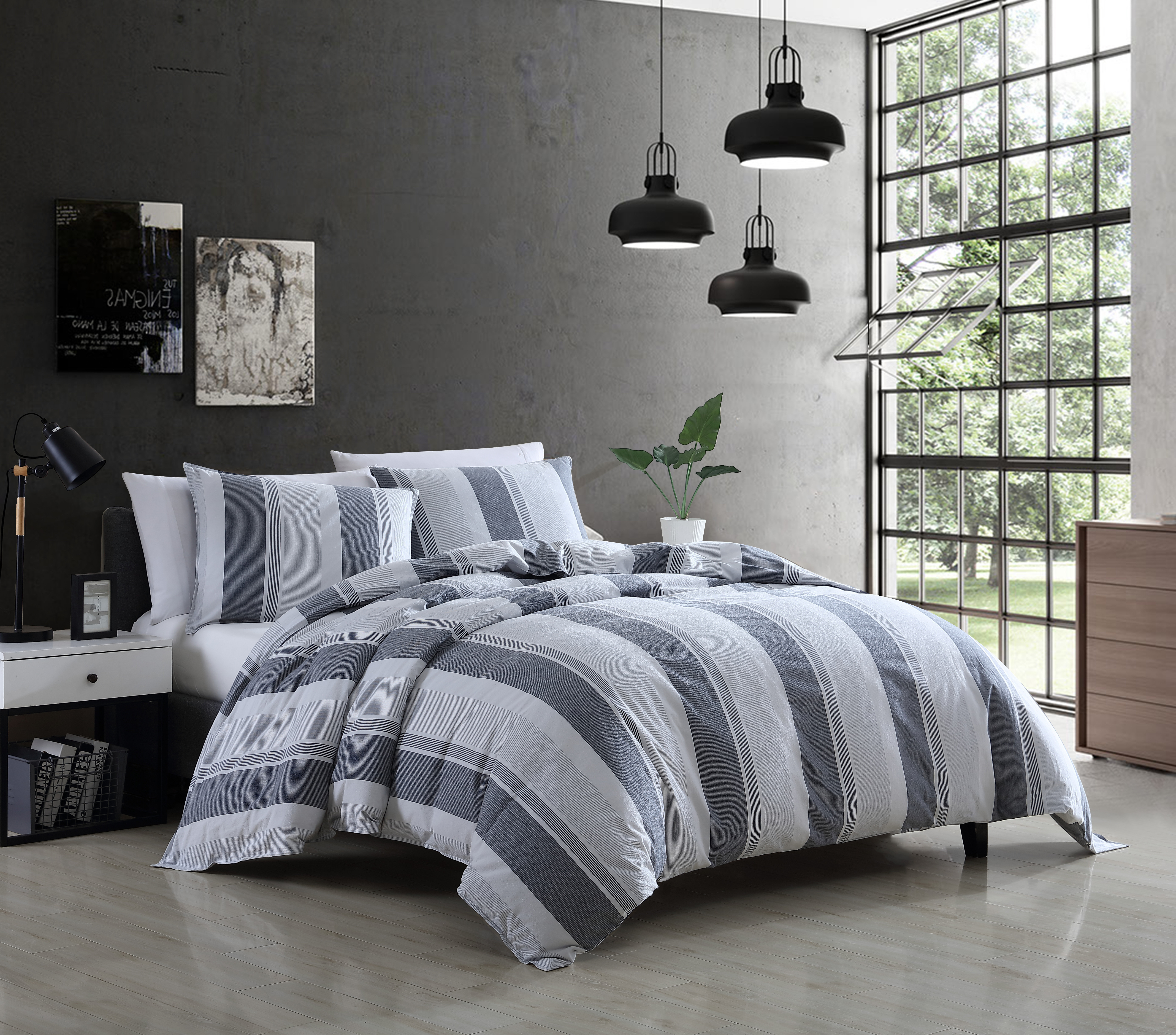 Light Grey 100% Cotton 3 Piece Duvet Cover Set 4 Piece Sheet Set Pre-washed  200 TC Percale 