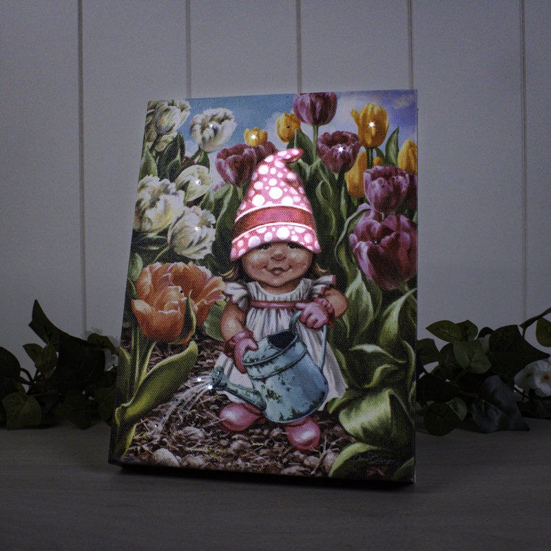 Tulip Gnome 8x6 Mini Lighted Easel Back Canvas