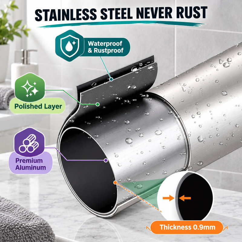 Cette tringle de douche incurvée ronde en nickel brossé utilise une conception d'épissure réglable de 33 à 78 pouces; La fabrication en acier inoxydable antirouille convient aux salles de bain et nécessite un perçage.