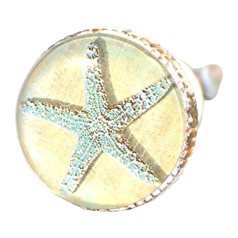 Retro Starfish Art Knob - Whitewashed Pewter