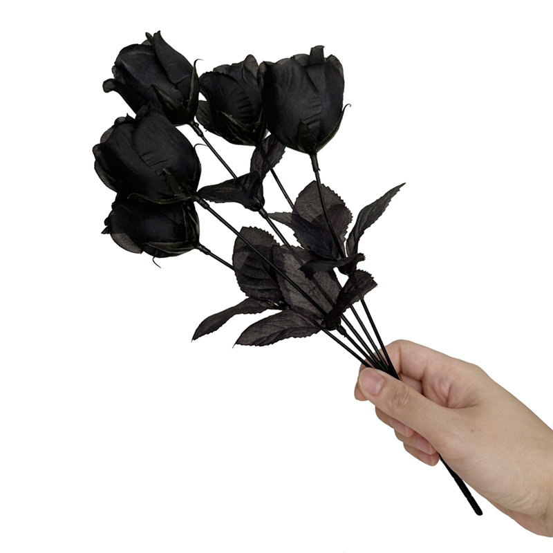 Ensemble de 4 fausses fleurs artificielles roses noires d'Halloween (ensemble de 4), B1