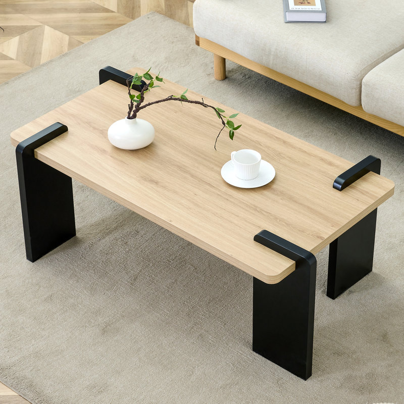 Table basse moderne en bois aggloméré pour le salon, Nature, H 16,6 po x L 43 po x l 23,6 po