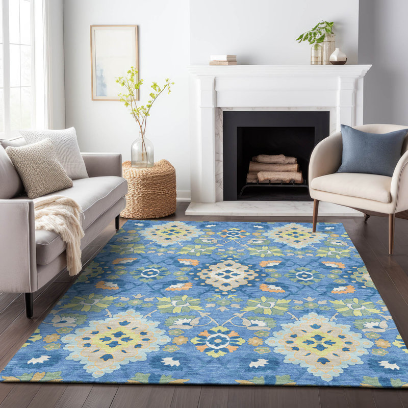 Tapis intérieur / extérieur bleu Vespera , 10 pi x 14 pi