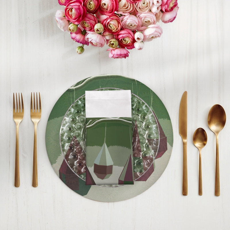 Ornaments Cotton Sateen Dinner Napkins, Plum Emerald