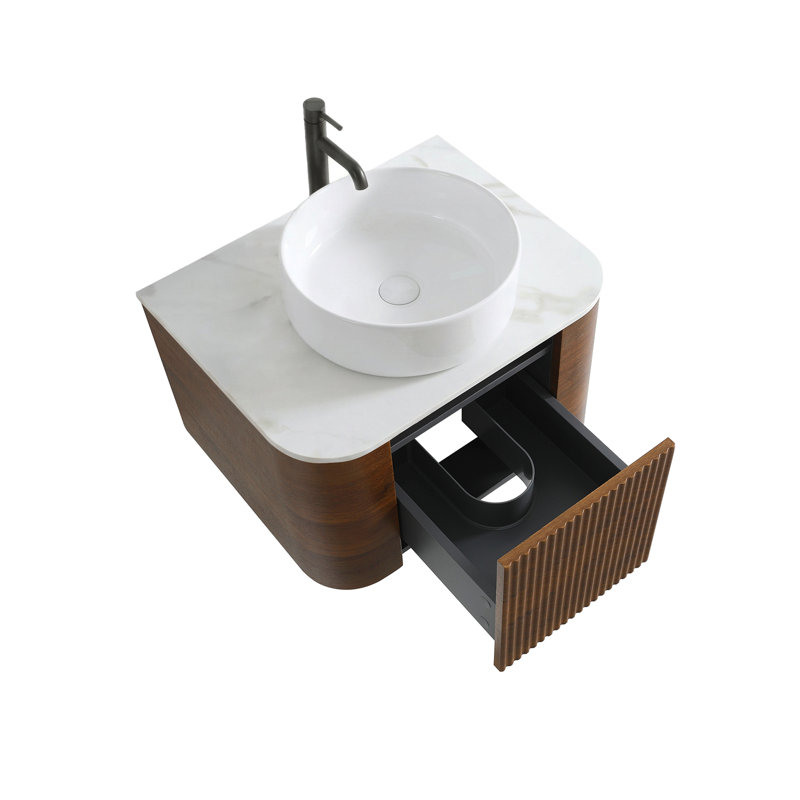 Ensemble de meuble-lavabo cannelé 24 po avec armoire de rangement et tiroirs Avalon, 24