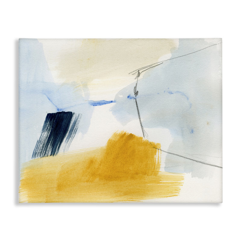 Peinture abstraite jaune sur toile flottante décorative jaune par Victoria Barnes, H 30 po x l 40 po x P 1,5 po