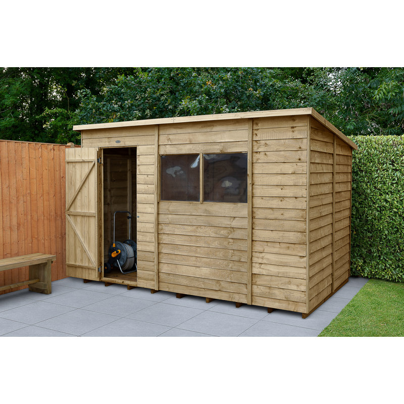 10 ft. W x 6 ft. D Wooden Overlap Pent Garden Shed with Installation Service