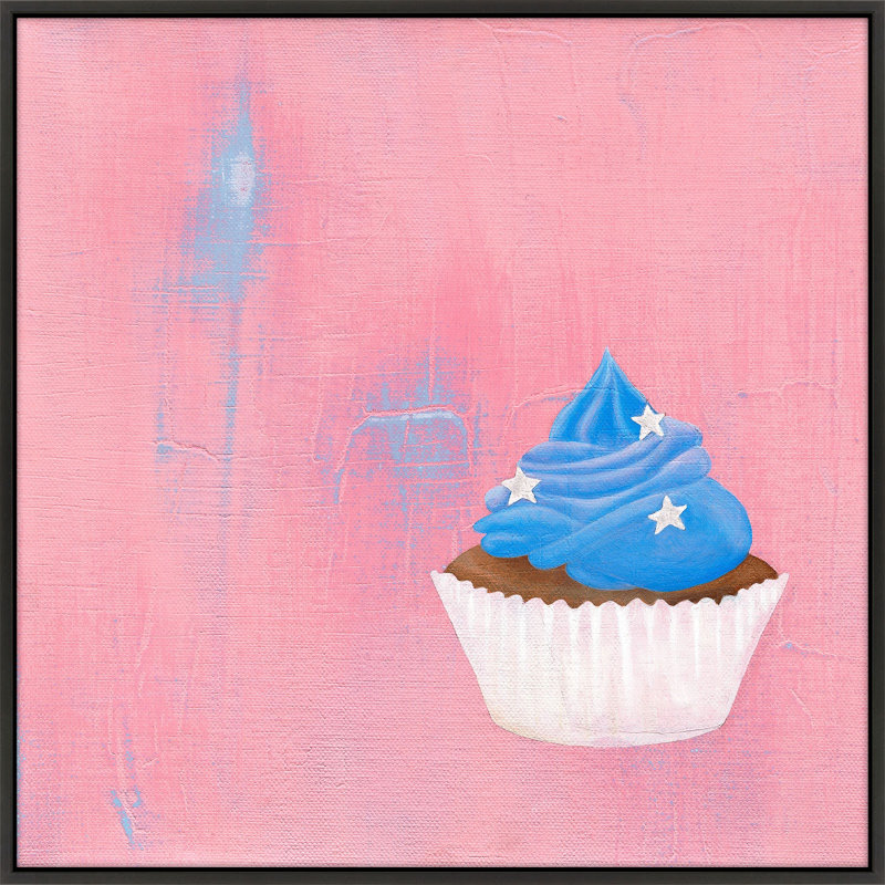 Star Cupcake Print by Katy Montica, Black Framed Canvas, 10" W x 10" H x 1.38" D